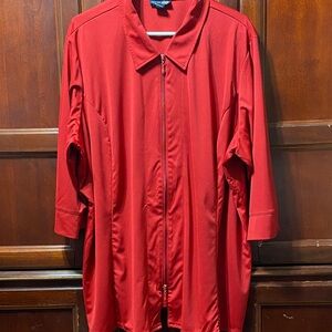 Venezia Jeans vintage plus size 26/28 red zipper top